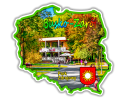 Magnes elastyczny BUSKO-ZDRÓJ zielony kontur Polski - Park Zdrojowy